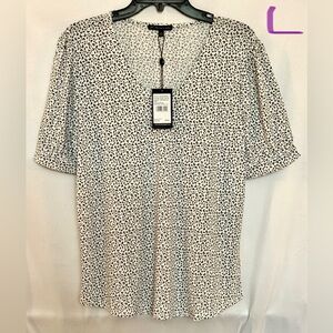 Adrianna Papell Black and White Button Down Shirt